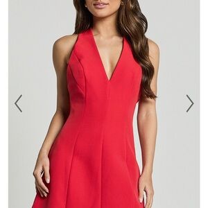Elegant Red Halter Dress